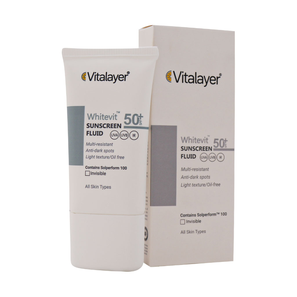 فلوئید ضدآفتاب بدون رنگ SPF50 پوست دارای لک وایت ویت ویتالیر