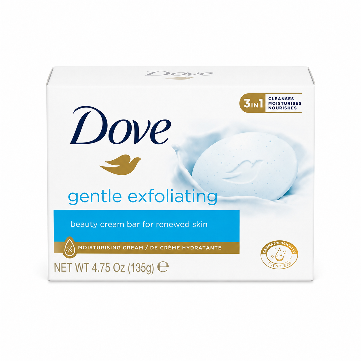 صابون کرمی لایه بردار داو مدل Gentle Exfoliating (حجم 135 گرم)