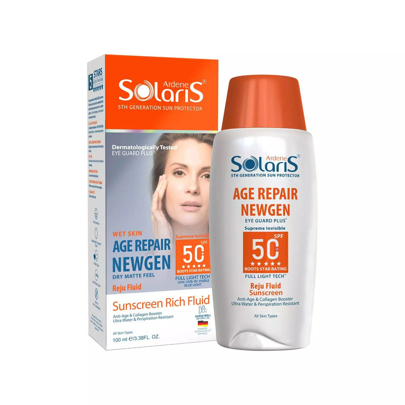 ضد آفتاب فلوئیدی ضد چروک +SPF۵۰ سولاریس آردن مدل Age Repair Newgen