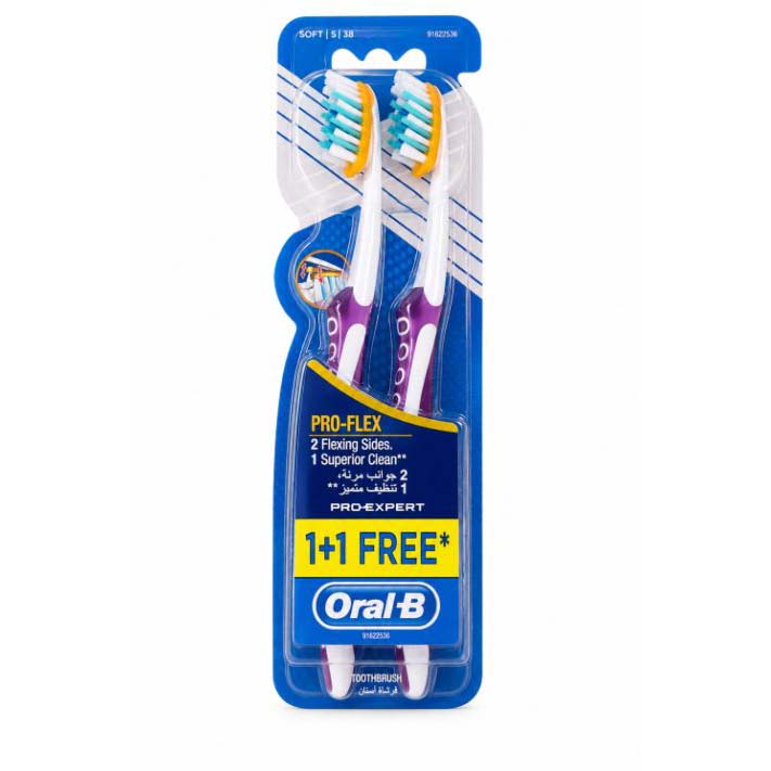 مسواک با برس نرم Soft اورال بی مدل Pro Flex Pro Expert (بسته 2 عددی)