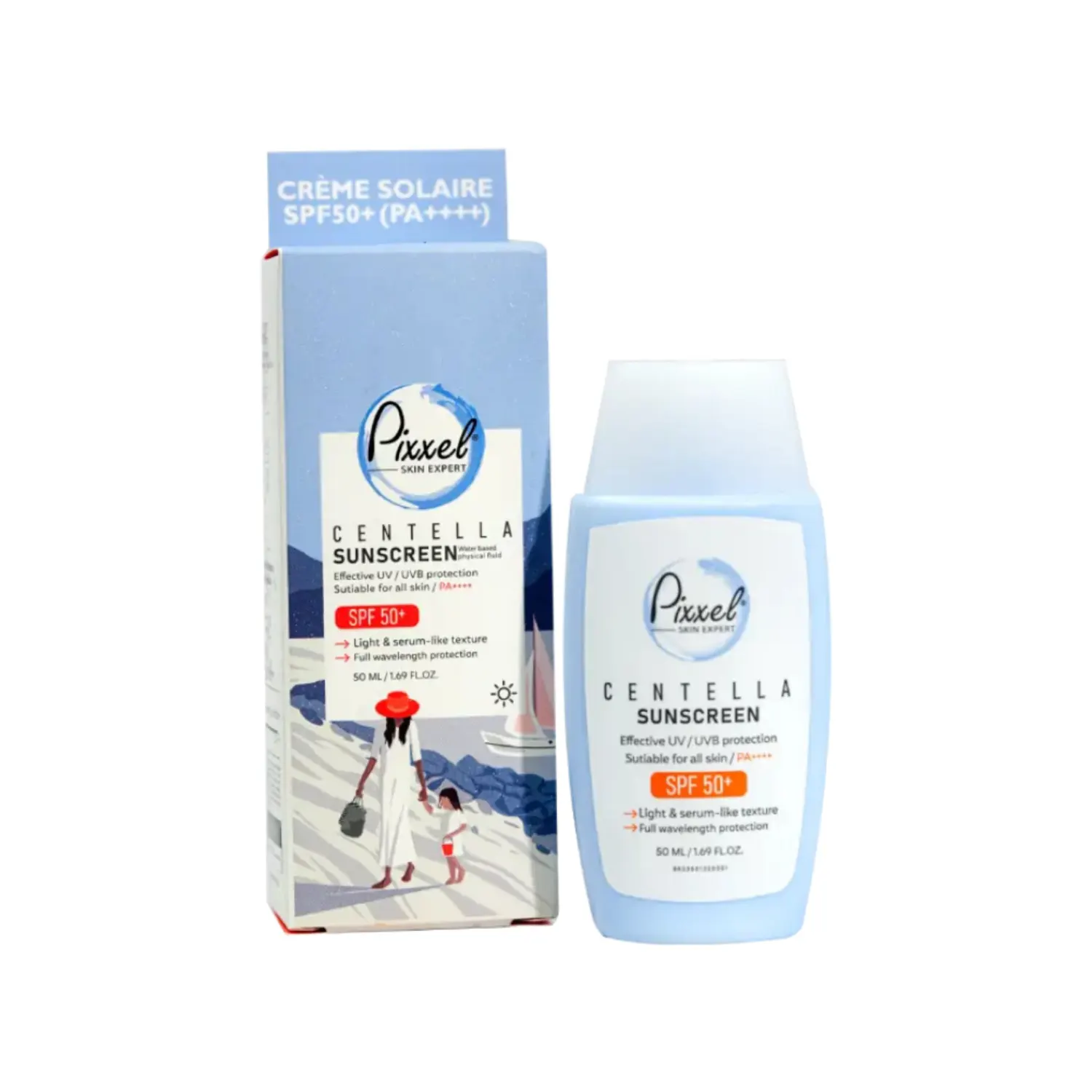 کرم ضد آفتاب کاهش دهنده التهاب و ترمیم پوست سنتلا spf50 پیکسل 