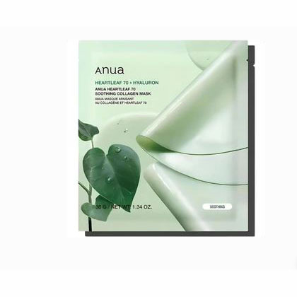 ماسک ورقه ای 4عددی تسکین دهنده و آبرسان کلاژن دار آنوا Anua مدل Heartleaf 70 Soothing
