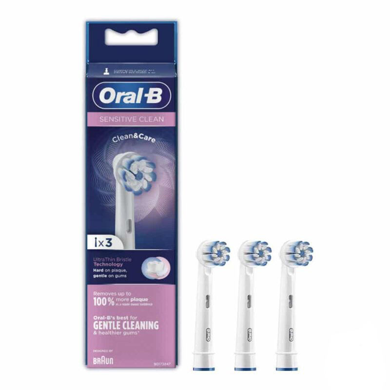 سری یدک مسواک برقی اورال بی مدل sensitive clean (بسته 3 عددی)