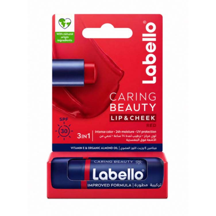 بالم لب دو کاره لبلو مدل Caring Beauty Lip & Cheek Red SPF3