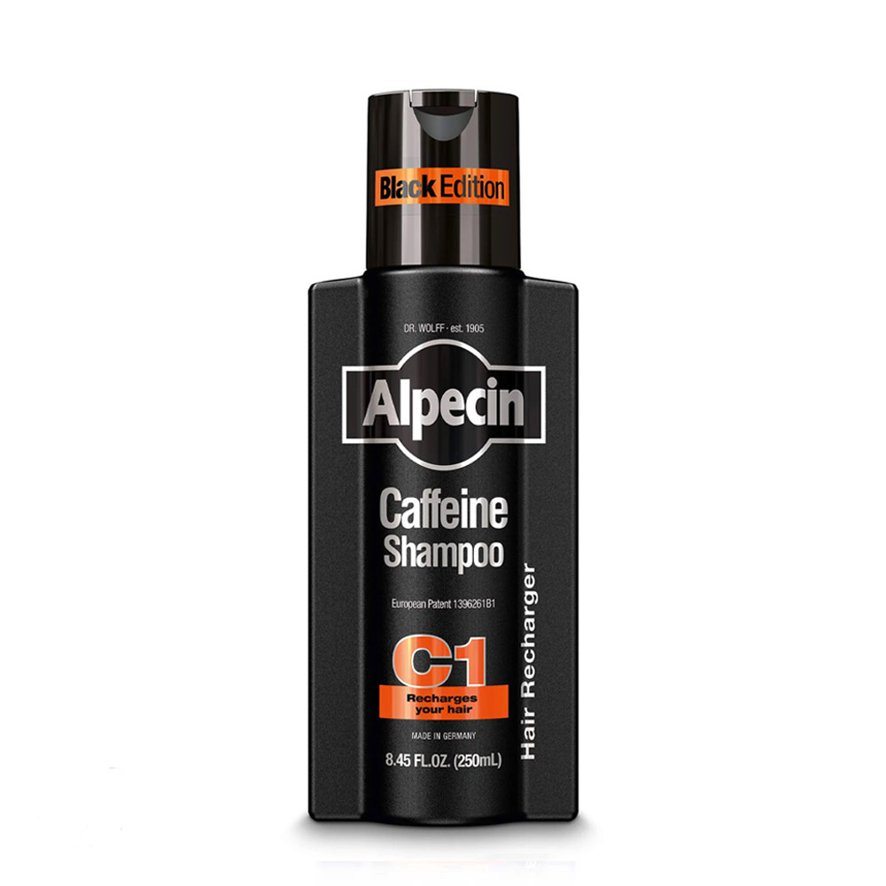 شامپو کافئین ضد ریزش آلپسین مدل C1 Black Edition