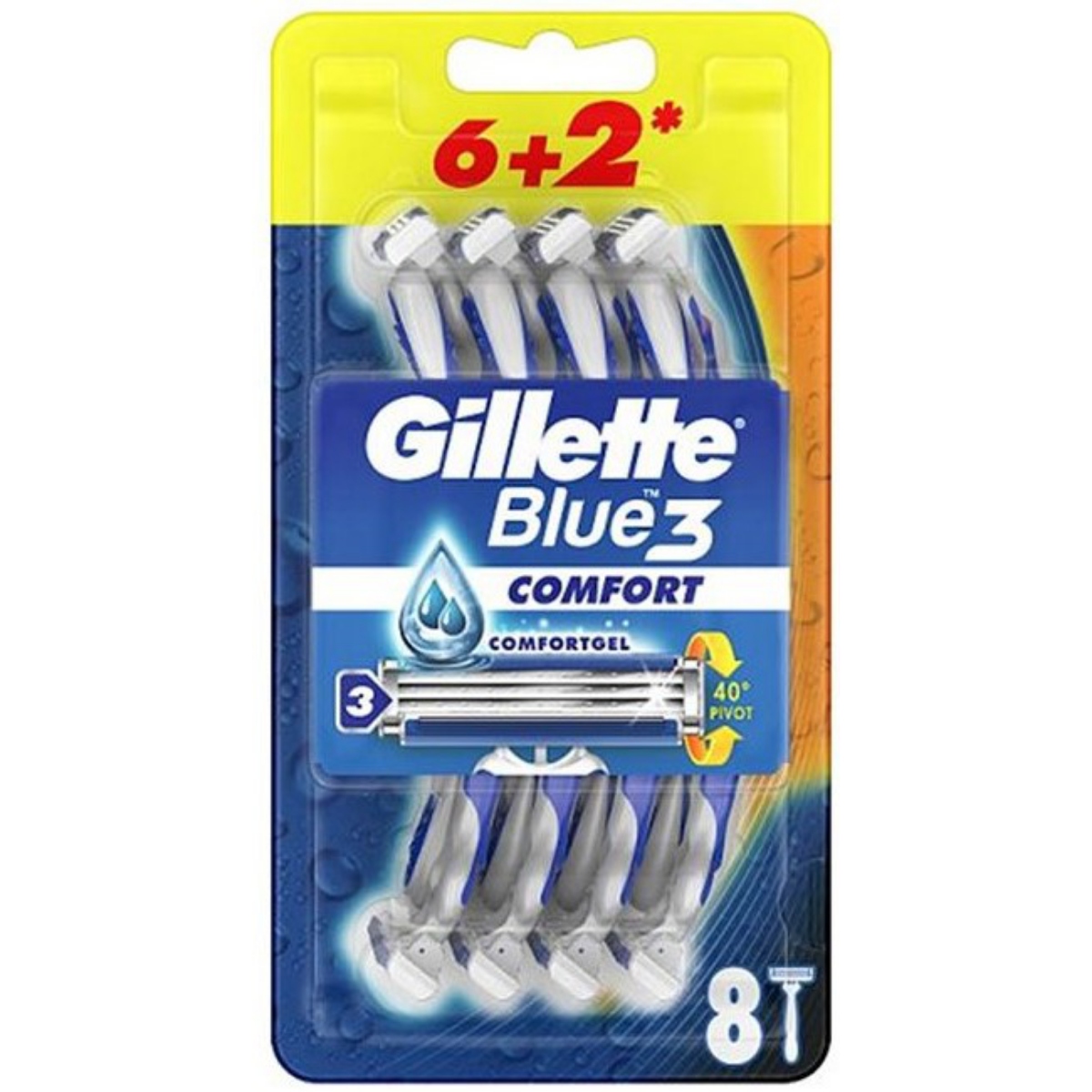 خودتراش مردانه ژیلت مدل Blue3 Comfort (بسته 8 عددی)