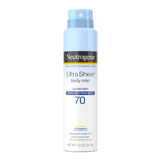 اسپری ضد آفتاب مقاوم در برابر آب و تعریق نوتروژینا مدل Ultra Sheer 70