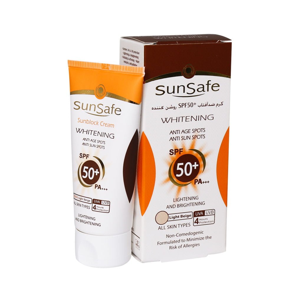 کرم ضد آفتاب رنگی روشن کننده SPF50 مناسب انواع پوست سان سیف کرم ضد آفتاب رنگی روشن کننده SPF50 مناسب انواع پوست سان سیف