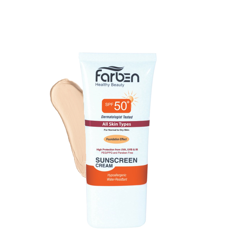 کرم ضد آفتاب رنگی فاربن مخصوص پوست های نرمال و خشک با SPF 50 کرم ضد آفتاب رنگی فاربن مخصوص پوست های نرمال و خشک با SPF 50