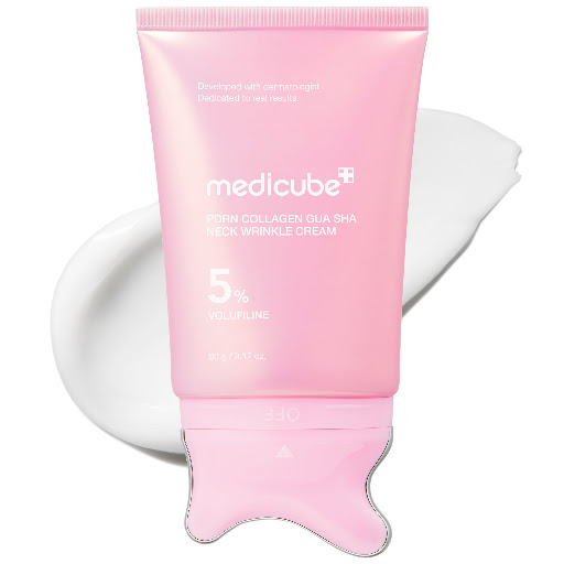 کرم گواشا ضد چروک و سفت‌ کننده گردن و دکلته PDRN کلاژن مدی کیوب مدل Gua Sha Neck Wrinkle Cream