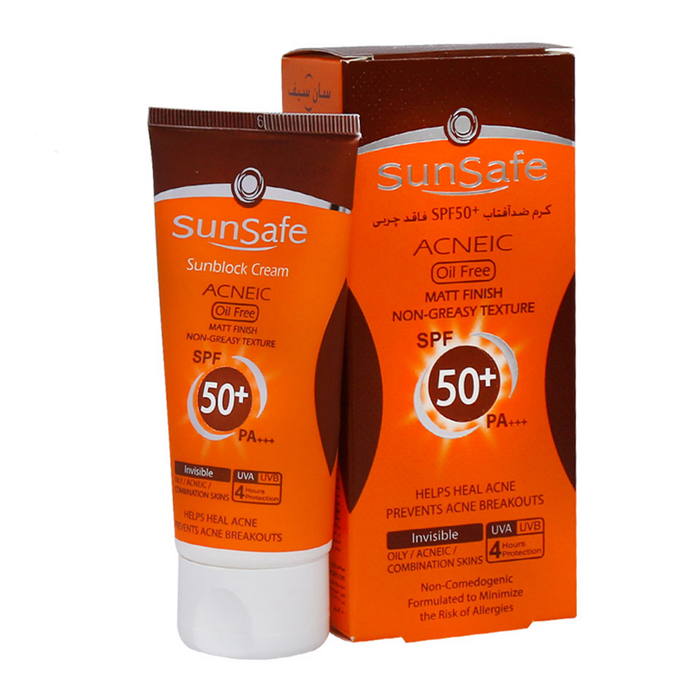 کرم ضد آفتاب فاقد چربی مناسب پوست چرب و جوش دار +SPF50 سان سیف