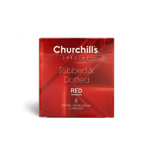 کاندوم چرچیلز مدل Ribbed & Dotted قرمز