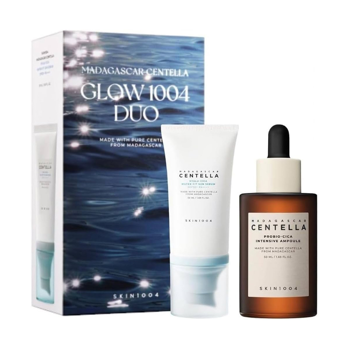ست 2 عددی سرم و ضدآفتاب آبرسان و تقویت‌کننده پوست اسکین 1004 مدل Glow 1004 Duo
