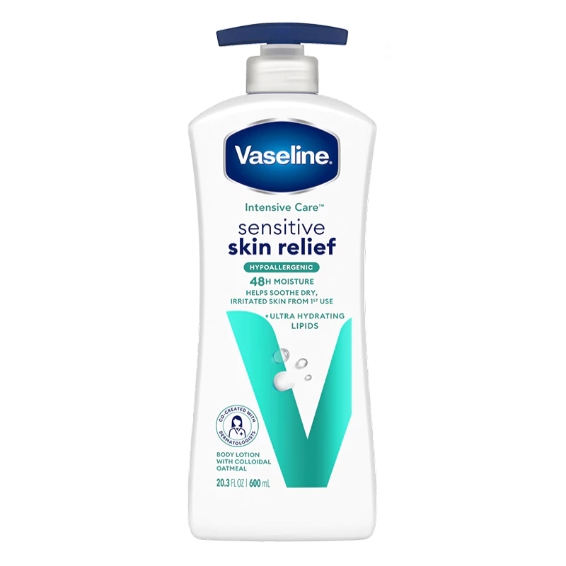 لوسیون بدن تسکین دهنده مناسب پوست حساس وازلین مدل Sensitive Skin Relief