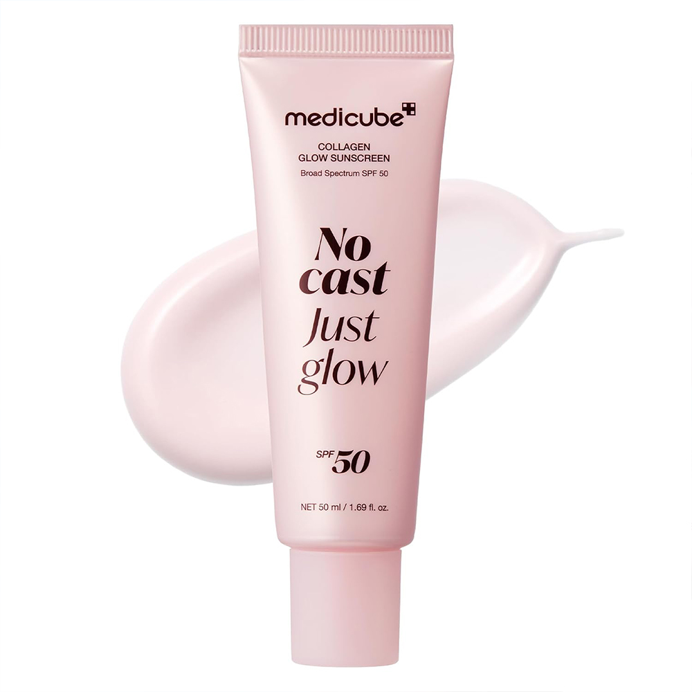 ضد آفتاب کلاژن بی‌ رنگ و درخشان‌ کننده پوست مدی‌ کیوب SPF50 مدل No Cast Just Glow