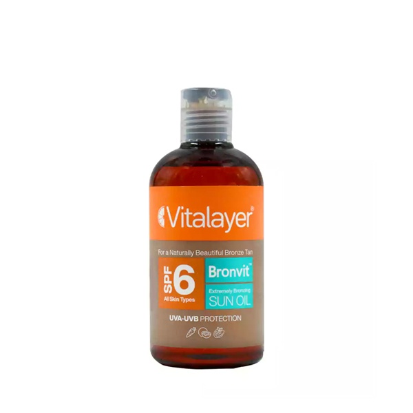 روغن آفتاب برنزه کننده SPF 6 صورت و بدن ویتالیر مدل Bronvit